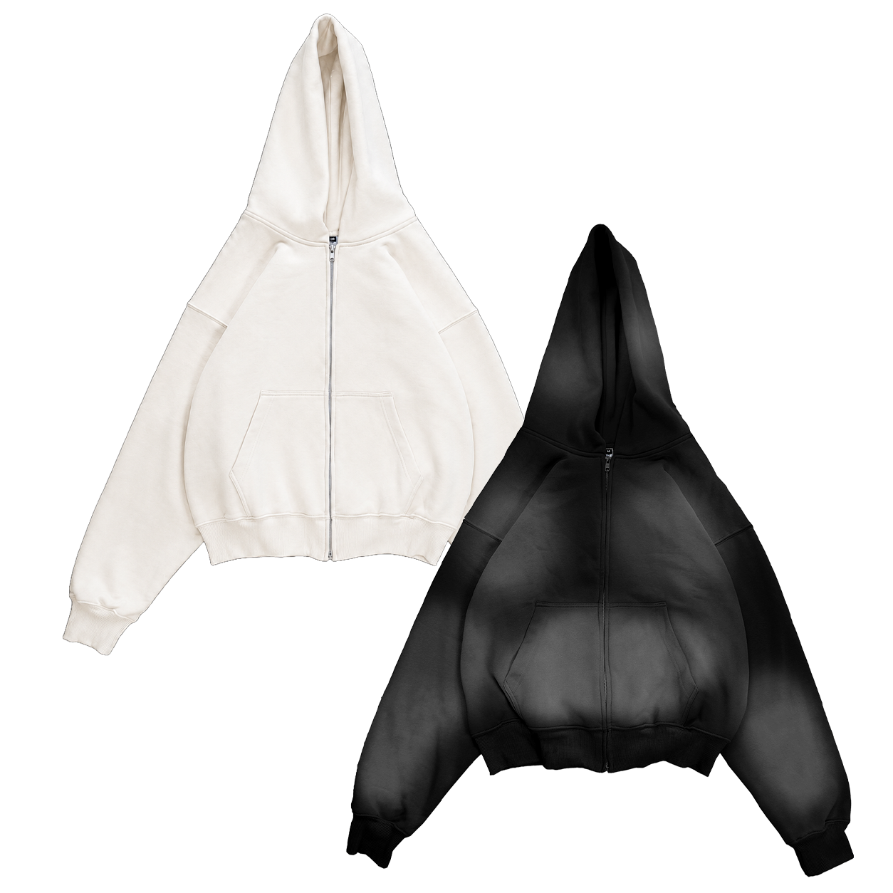 24/7 - Pack 2 felpe zip bianco/nero