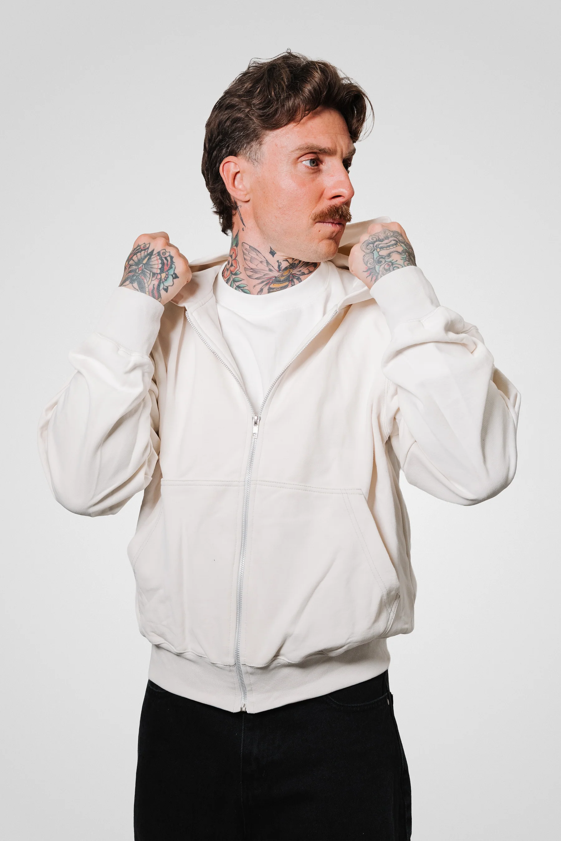 24/7 - Felpa Zip bianco Cloud Dancer SS26