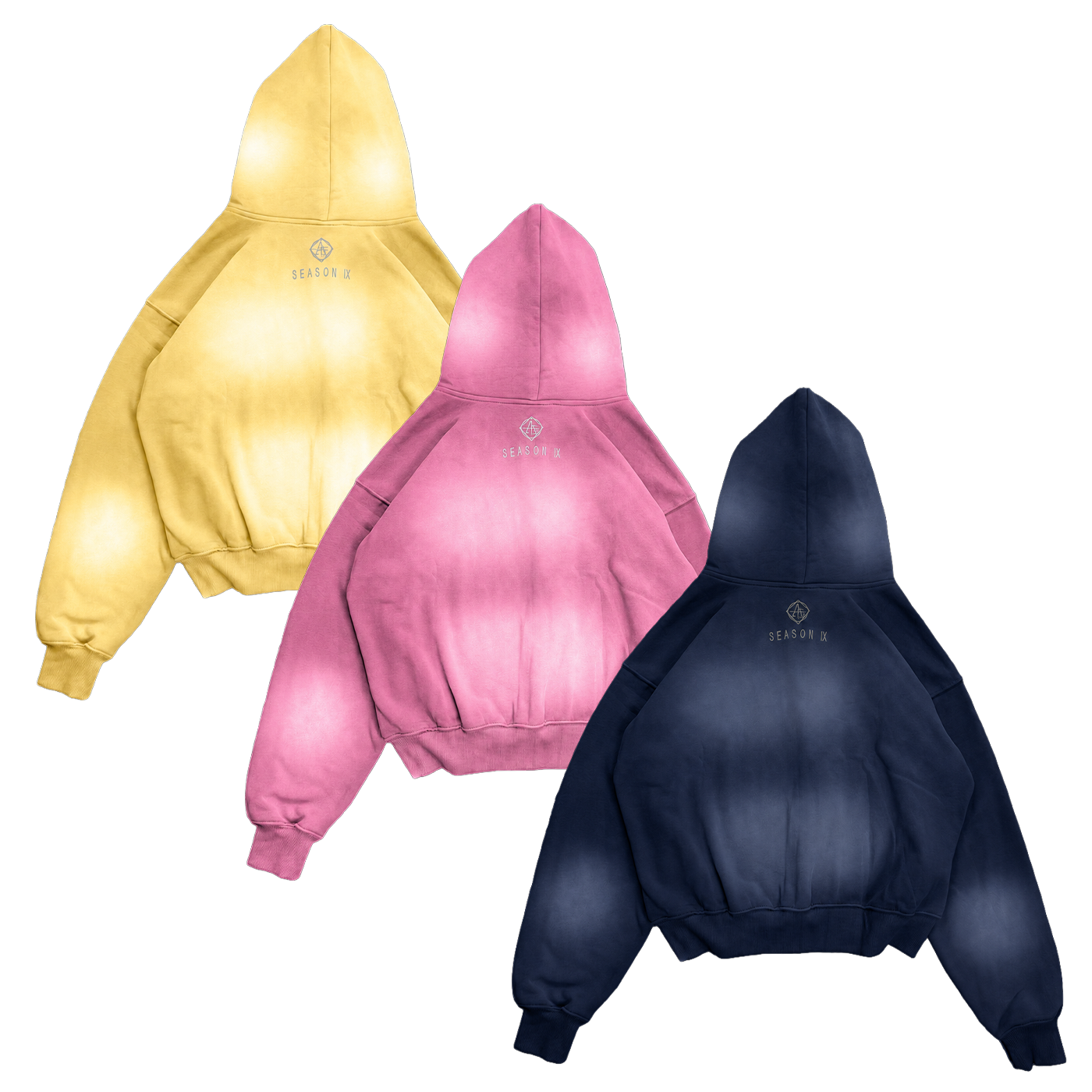 24/7 - PACK 3 FELPE ZIP blu navy/candy pink/giallo burro
