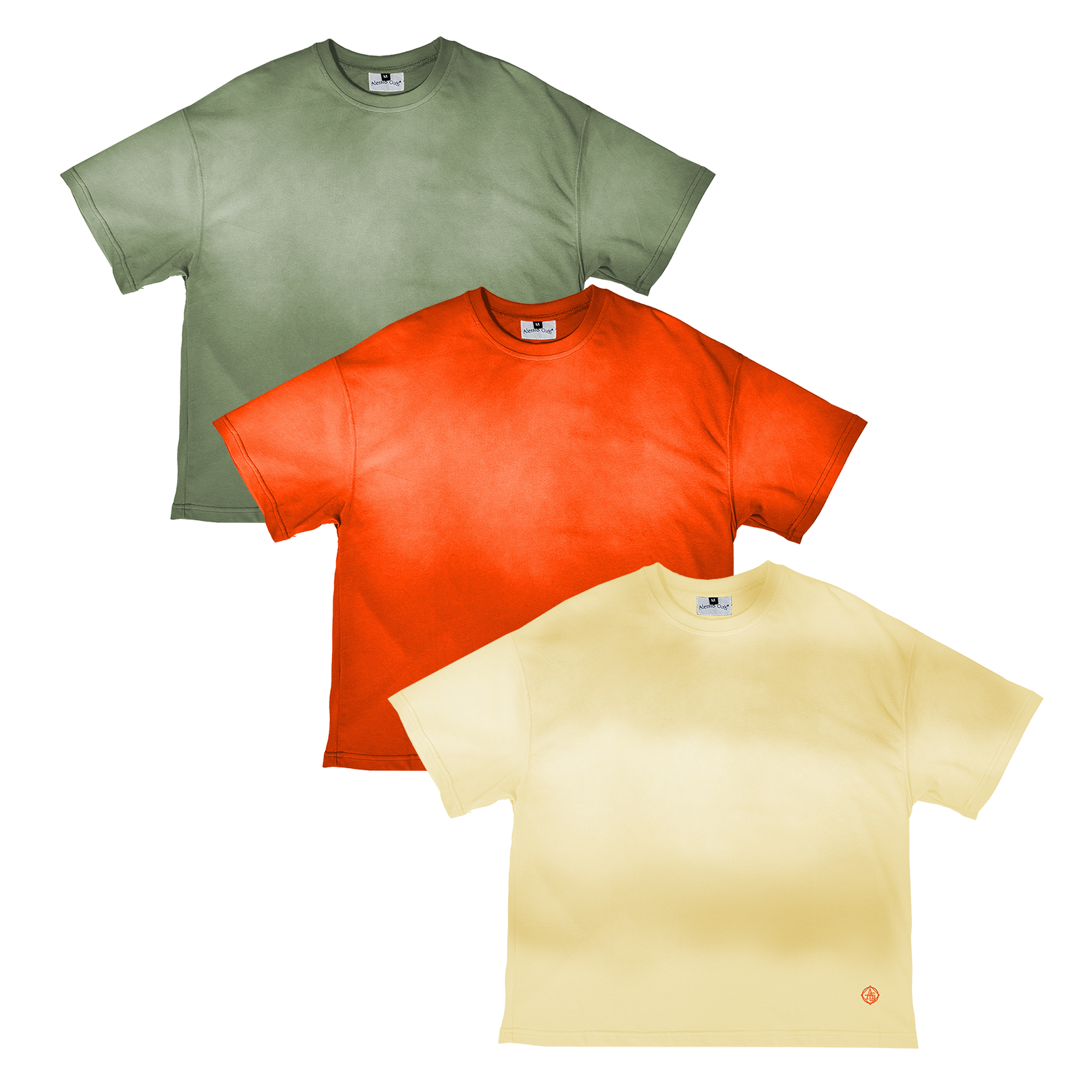 24/7 T-shirts pack 3 crema/arancione/verde militare
